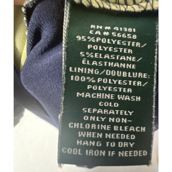 Lauren Ralph Lauren Navy lime green Sheath Slit Jersey Dress Size 6 cap sleeve - Picture 7 of 9
